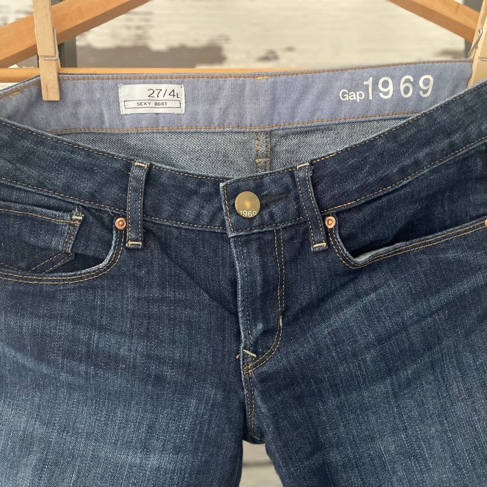 Gap 1969 Women's Dark Wash Sexy Boot Jeans | Low Rise | Long